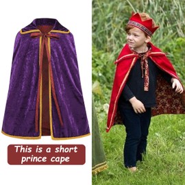Kosgraiy Kids Prince Costume,Royal Kids King Costume with Lining,King Crown and Scepter,3pcs,Purple,L/33.4inch