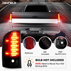 Cenfeild LED Tail Lights Fit for 2007-2014 Chevy Silverado 1500 2500 HD 3500 HD, for 2008-2014 GMC Sierra 3500 HD with Dual Wheel Only, Rear Brake Lamp Taillight Assembly Chrome Housing Smoked Lens