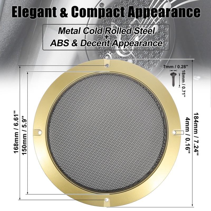 X AUTOHAUX 6.5'' Gold Tone Car Audio Speaker Cover Mesh
