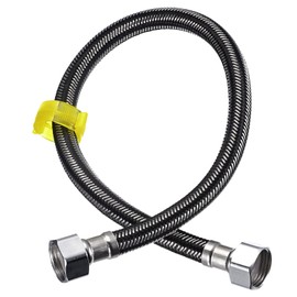 uxcell Faucet Supply Line Connector, G1/2 Female x G1/2 Female 20 Inch Long Braided 304 Stainless Steel Water Supply Hose, Black