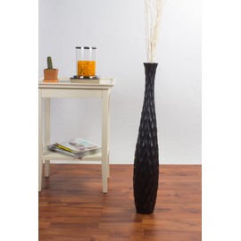 Leewadee Tall Big Floor Standing Vase for Home Decor 30 inches, Mango Wood, Black