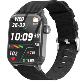 Compatible with TRAUSI Smart Watches Bands, Quick Release Breathable Nylon Woven Fabric Replacement Accessory Strap Compatible with TRAUSI TG08 1.83" HD Smart Watches (Black)