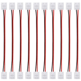 PRECIHW 10Pack Strip to Strip with Wire Solderless Snap Down 2Pin 8MM LED Strip Connector, Strip to Strip with 5.9inch Wires for 2Pin 8mm 3528/2835 Single Color Flex LED Strip