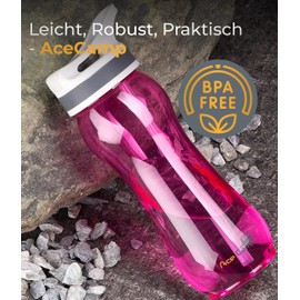 AceCamp Tritan Traveller Bottle, 350 ml/600 ml/ 800 ml, BPA Free, Water Bottle, Sports Bottle, Leak Proof, with Drinking Straw, Pink 600ml Doppelpack, 600ml