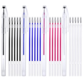 TIESOME Heat Erasable Pens, 4 Colours Fabric Marker Pens with 20 Refills, Replaceable Heat Erasable Pens for Quilting Sewing, Dressmaking, Fabrics, Tailoring, Fabrics Markers