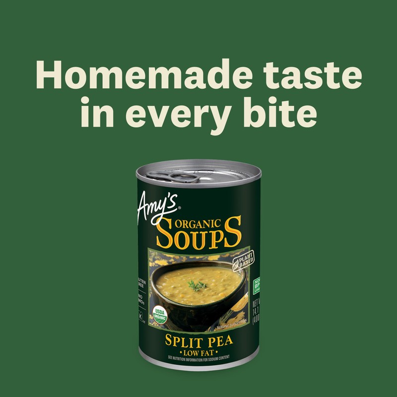 Amy's Soup, Vegan Split Pea Soup, Gluten Free, Made With