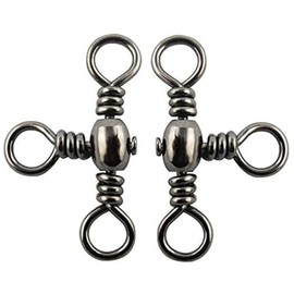 JSHANMEI 100Pcs/Lot Fishing Barrel 3 Way Swivels Crossline Rig Swivels Kit Fishing Lure Connector Fishing Tackle Set (120pcs/box 5 size mixed)
