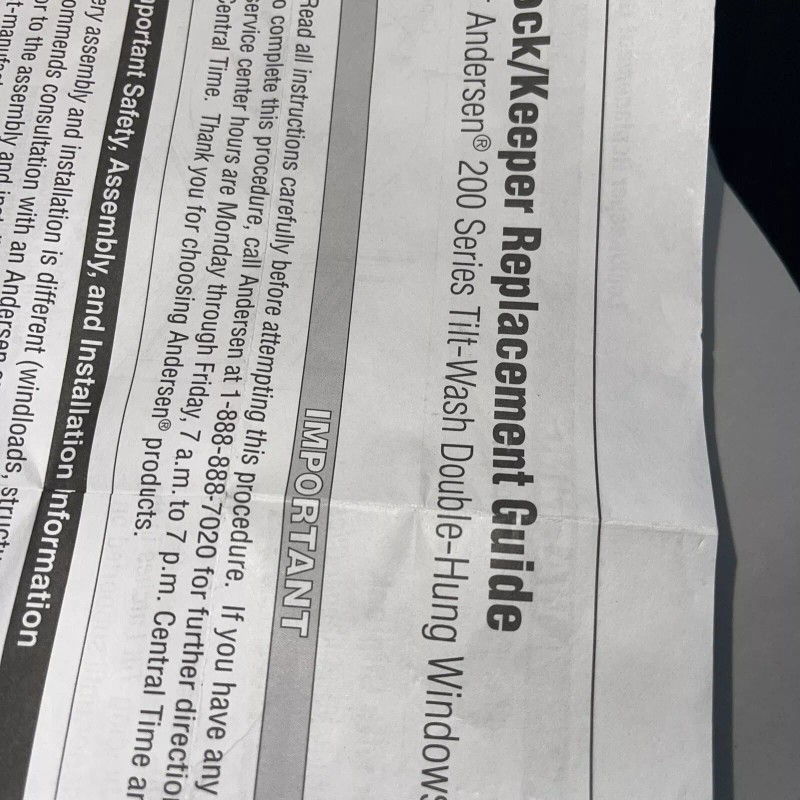 Andersen 200 Series Tilt Wash Lock Keeper Kit Double Hung