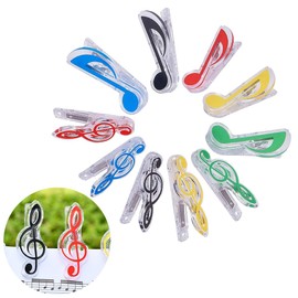 Sheet Music Clips, Book Side Clip, Music Note Clip, Pack of 10 Clips for Music Stand, Piano Clips, Decorative for Sheet Music, Book Pages, Piano, Guitar, Violin