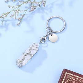 CrystalTears Clear Quartz Healing Crystal Keychain Silver Tree Life Wire Wrapped Hexagonal Crystal Point Pendant Car Keyring for Women Girls