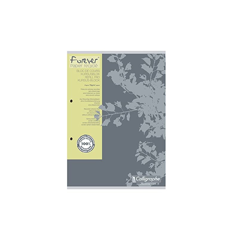 Clairefontaine Forever 17815C Kursusblock A4 2–Hole, Graph Paper, Pack of