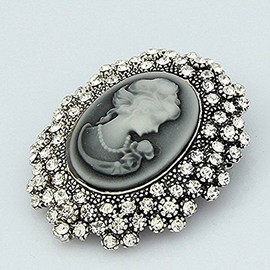 Reizteko Animal Brooch for Women Men Rhinestone Crystal Brooch Pins Silver Plated (Valentines Day Gift) (Cameo Queen)