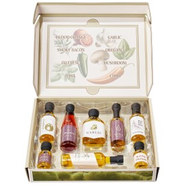 Kiri & Sons Olive Oil Gourmet Sampler Gift Set of 8 - Premium Extra-Virgin Olive Oil Made In Spain, Natural Flavors Include Mushroom, Chili, Garlic, Oregano, Blood Orange, Smoky Bacon, Jalapeno, Basil