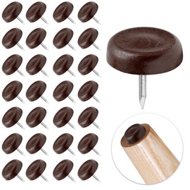 Waziaqoc 120PCS Nylon Furniture Sliders, Brown Nail On Furniture Glides Sliders Round 17.5mm x 5mm Furniture Legs Feet Floor Protectors Nail Pads for Table Chair Legs