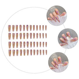 Healvian 192 Pcs Flat-head Trapezoidal Armor False Nail Stickers Full Cover Fake Nails Fake Nail Patches False Nails Number Number Stickers Nails Full Fingernail Decors Resin