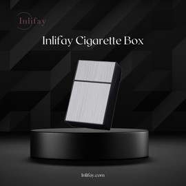 Inlifay Cigarette Box, Waterproof Portable Holder Box with Magnet Switch Flip Closure for Businessman(Silver Gray)