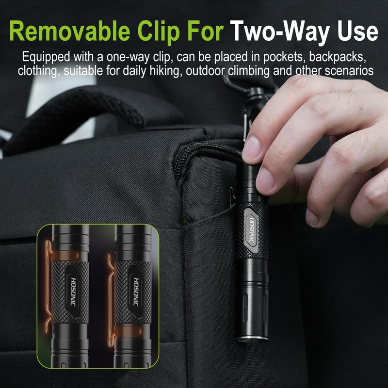 HOSONIC HD10 Rechargeable Tactical Flashlight, Small Flashlights Powerful with Clip,