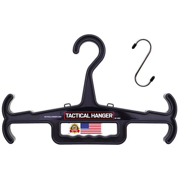 Tactical Hanger by HICE | Original Heavy Duty Hanger | 200 lb Load Capacity | Durable High Impact Resin | for Body Armor, Tactical Gear, Police Gear, Military Gear and Survival Equipment (Black)