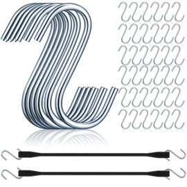 Yaocom 100 Pcs Tarp Strap Bungee Cord S Hooks Steel S Shaped Hooks Rust Resistant Steel Bungee Cords Metal Hooks for Elastic Rope, Nylon Fiber and Natural Rubber