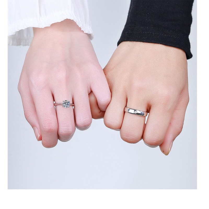 Anillo Pareja Ajustable,Anillo De Compromiso Para Pareja Plata 925+ Caja