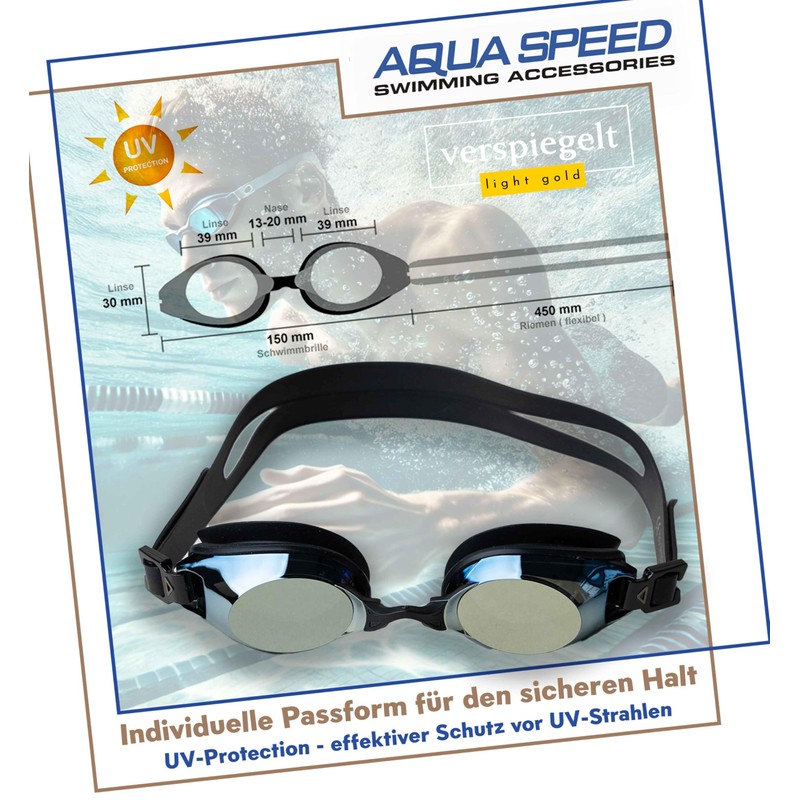 Aqua Speed Lumina Optical Swimming Goggles for Glasses Wearers, Dioptres,