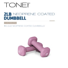 Tone Fitness 2 lb Neoprene Dumbbell Pair for Home Workouts – Non-Slip Design - Purple