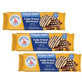 3 pack - Voortman Bakery, Sugar Free Cookies, Fudge Striped Shortbread, 11.3 oz each