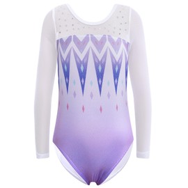HOZIY Gymnastics Leotards for Girls Sleeveless Long Sleeve Snowflake Blue Purple Sequins Colorful Ribbons Pink Leopard Stripe, A Snow Purple, 2-3T