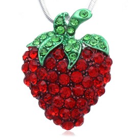 Soulbreezecollection Green Leaf Red Strawberry Berry Fruit Pendant Necklace Charm Designer Fashion Jewelry