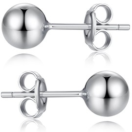 Sterling Silver Ball Earrings, 4mm Silver Studs, Hypoallergenic, Simple Ball Studs