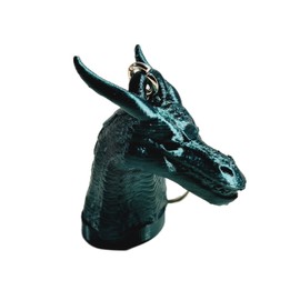 Dragon Head Keychain Model 3d Printed Reptile 3D Bust With Silver Colored Key Ring Backpack Charm (Emerald Green)