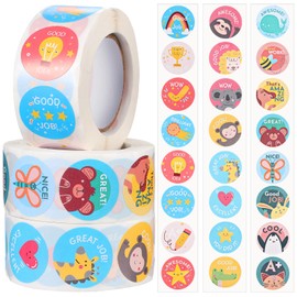 TEHAUX 3 Rollos Pegatinas De Recompensa De Dibujos Animados, Calcamonías, Pegatinas Accesorios Infantiles Para Recompensas, Decoración De Fiestas, Papelería, Manualidades