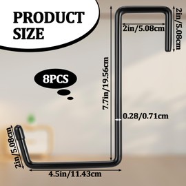8 Pack Heavy Duty Rafter Hanger Hooks, Vinyl Coated Garage Ladder Hanger, Large S Hooks Storage Organizer, Bicycle Hooks for Organizing Garden Tools, Ladders, Hoses, Ropes and More Equipment(Black)