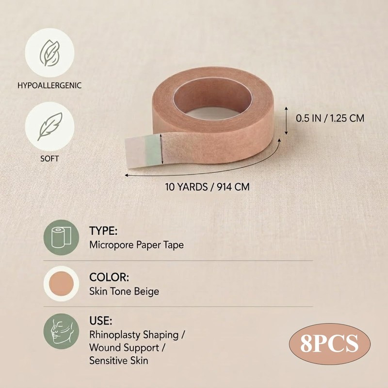8 Rolls Nose Tape for Rhinoplasty, 0.5 in x 10