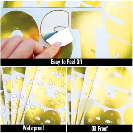 52 Pieces Gold Vinyl Letter Stickers and Punctuation Stickers, Large Waterproof Cute Capital Alphabet Stickers for Mailbox, Home Decor, Signs and Boards