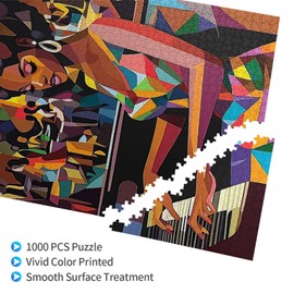 African American Puzzles for Adults 1000 Pieces Playing Piano Musical Magic Women Bohemian Style Art Gifts for Women for Family Friends Activities Fun Games