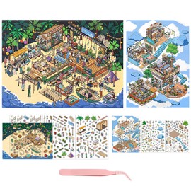 3D House Stickers, Set of 4, Set of 2, DIY Collage Material, Scene Stickers, Paper Miniature Model, Scenery Stickers, Paper Dollhouse Miniature Model Korean Style, Decorative, Stickers, Notebook