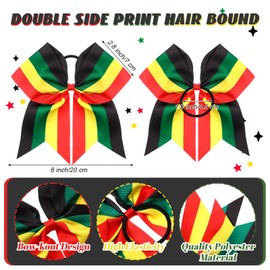 Yuxung 6 Pcs Juneteenth Cheer Bows Cheerleaders Cheerleading Bows Ribbon Ties African Hair Bow Scrunchies for Women Girls Black History Month Decorations School Sports(Red,Yellow,Green,Black)
