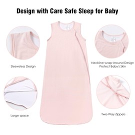 OPAWO Baby Sleeping Bag Baby Sleep Sack 0.5 Tog 100% Soft Bamboo Rayon Baby Wearable Blanket Unisex Toddler Newborn Sleep Bag (Pink, 6-18M)