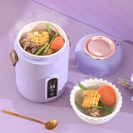 Mini Rice Cooker, Electric Stew Pot Easy To Clean Multifunction Insulated Portable Efficient Heating for Dorm for Home (Purple)