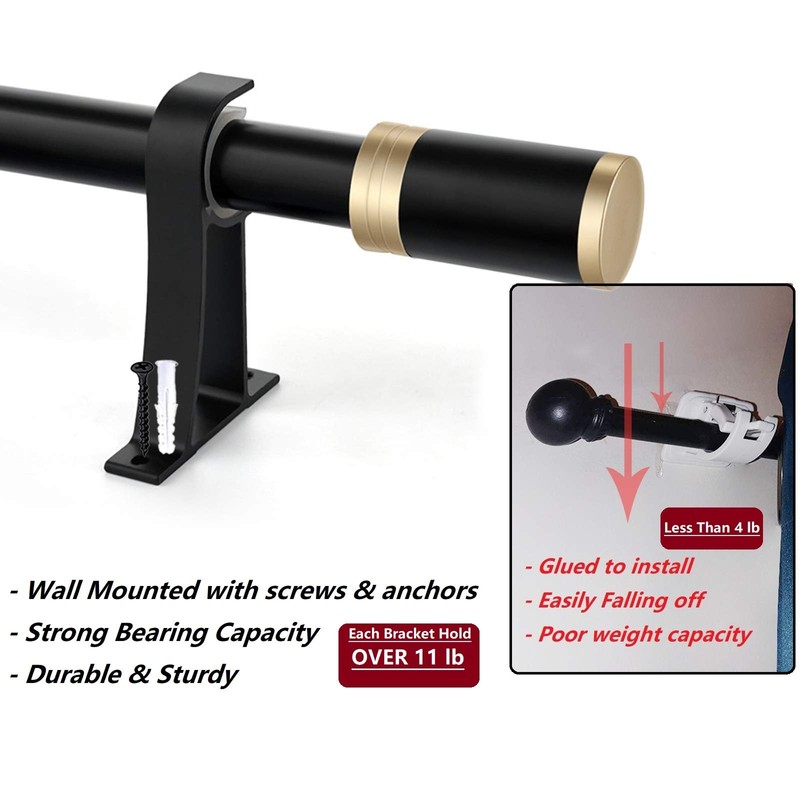 Curtain Rod Bracket 2 Pack, Heavy Duty Curtain Rod Hooks