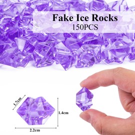 VGOODALL 150PCS Fake Ice Rocks, Purple Acrylic Crushed Ice Rocks Mini Fake Diamonds Plastic Gems for Vases Fillers Home Table Decorations