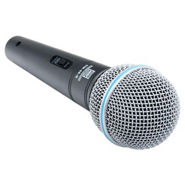 Pronomic DM-58-B Dynamic Vocal Microphone with Switch for Speech, Vocals and Instruments, Directional Characteristic: Super Cardioid, Frequency Response: 70-16,000 Hz, Includes Bag, Clamp, Reducing