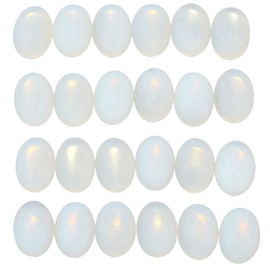 Nupuyai Pack of 5 Gemstone Cabochons Flat Back Crystal Cabochon Oval Stone for Charms DIY Jewellery Making, Opalite, Crystal