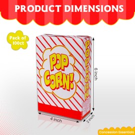1.25oz Popcorn Box Containers -1E-Cardboard Close Top for Individual Servings - Pack of 100ct