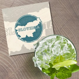 Unbranded Slovenia Map Grunge Travel 4'' X 4'' Square Wooden Coaster