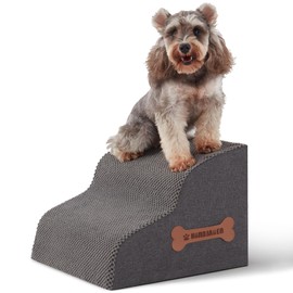 Dog Stairs for Small Dogs and Cats, 2 Steps Pet Stairs to Get on Couch Sofa and Chair, Indoor Non-Slip Balanced Portable Pet Step, High-Density Foam Ramp with Removable Washable Cover, Grey（11.8" H）