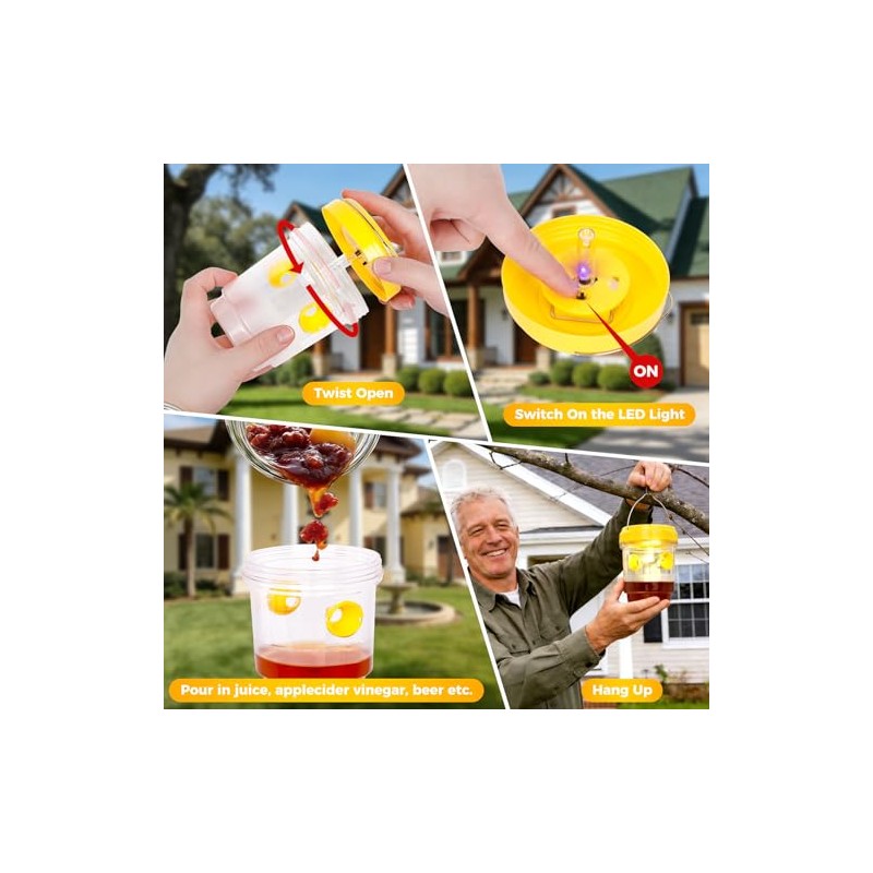 2 Pack Solar Wasp Traps - Effective Outdoor Insect Control