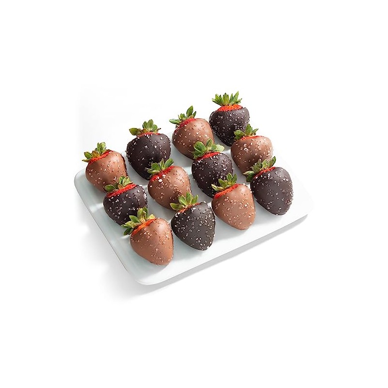 12 Milk & Dark Chocolatey Sea Salt Covered Strawberries by