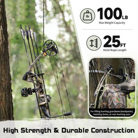 Kalkal Tree Stand Safety Rope, Hunter Safety Harness Life line for Hunting, 10FT Hunting Treestand Lifeline with Bow Hoist Rope